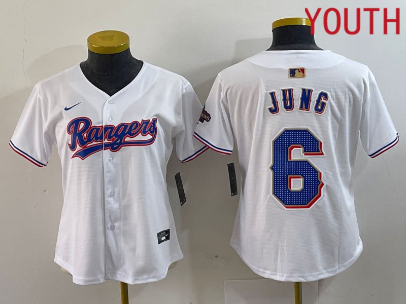 Youth Texas Rangers #6 Jung White Champion Game Nike 2024 MLB Jersey style 1->->Youth Jersey